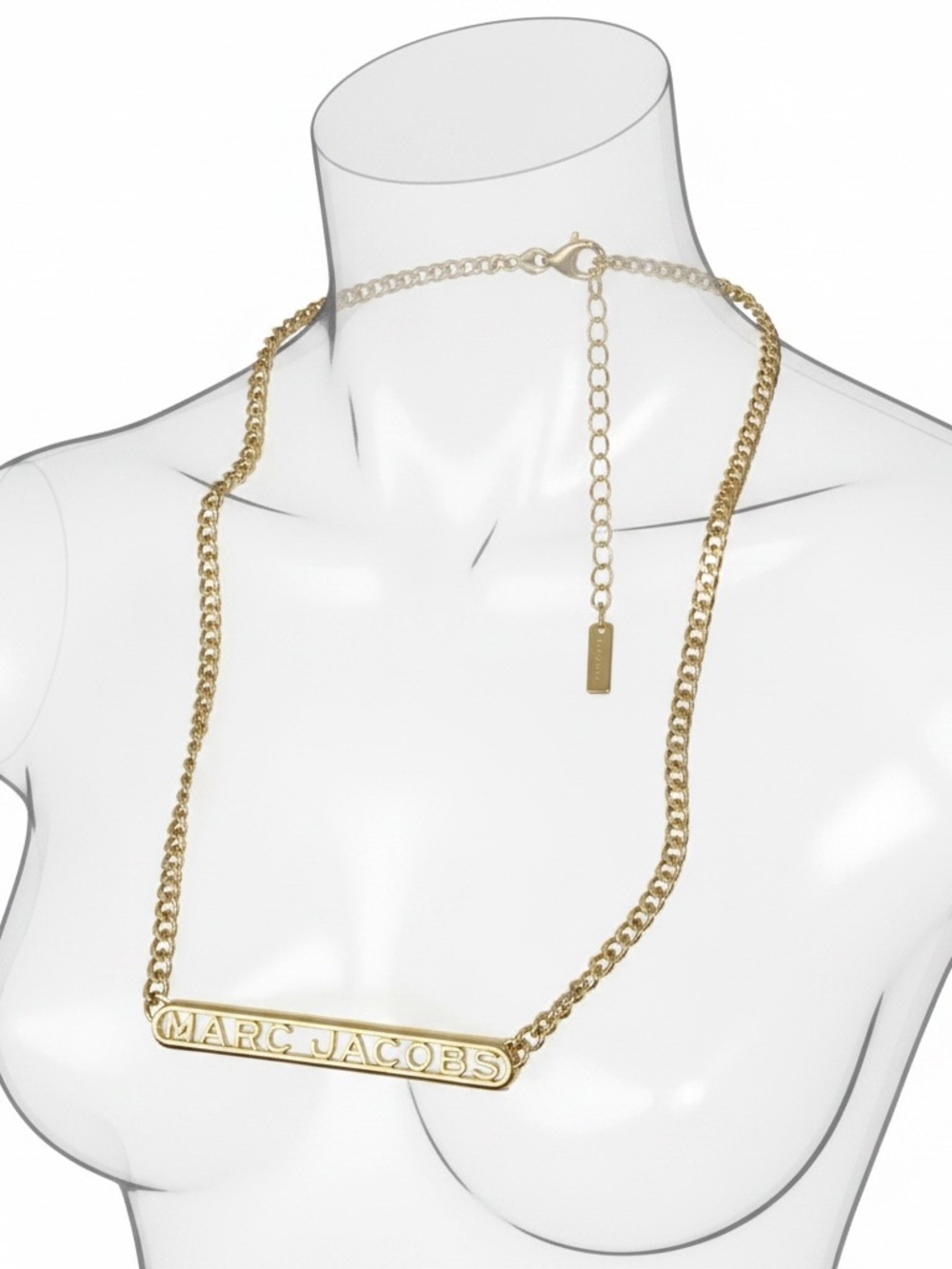 Marc Jacobs Gold Logo Bar Pendant Necklace - Gold